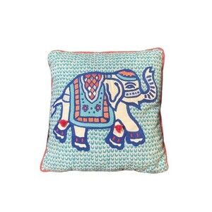 Elephant Decorative Pillow Embroidered Colorful Beaded Accent Throw Pillow Home